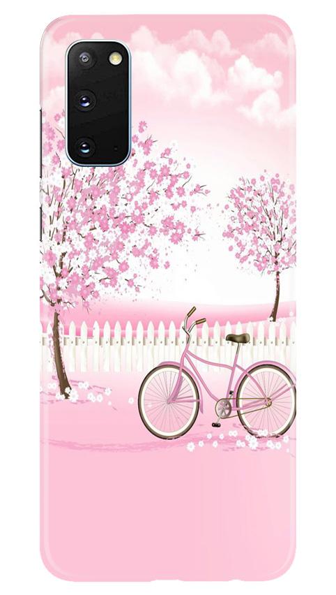 Pink Flowers Cycle Case for Samsung Galaxy S20(Design - 102)