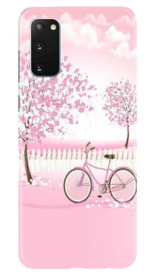 Pink Flowers Cycle Mobile Back Case for Samsung Galaxy S20  (Design - 102)