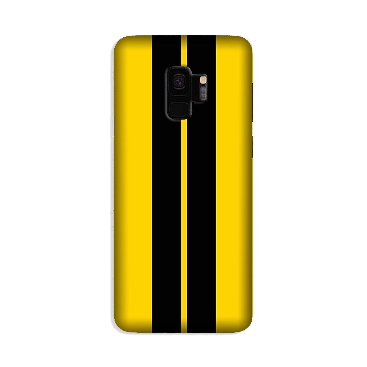 Black Yellow Pattern Mobile Back Case for Galaxy S9  (Design - 377)