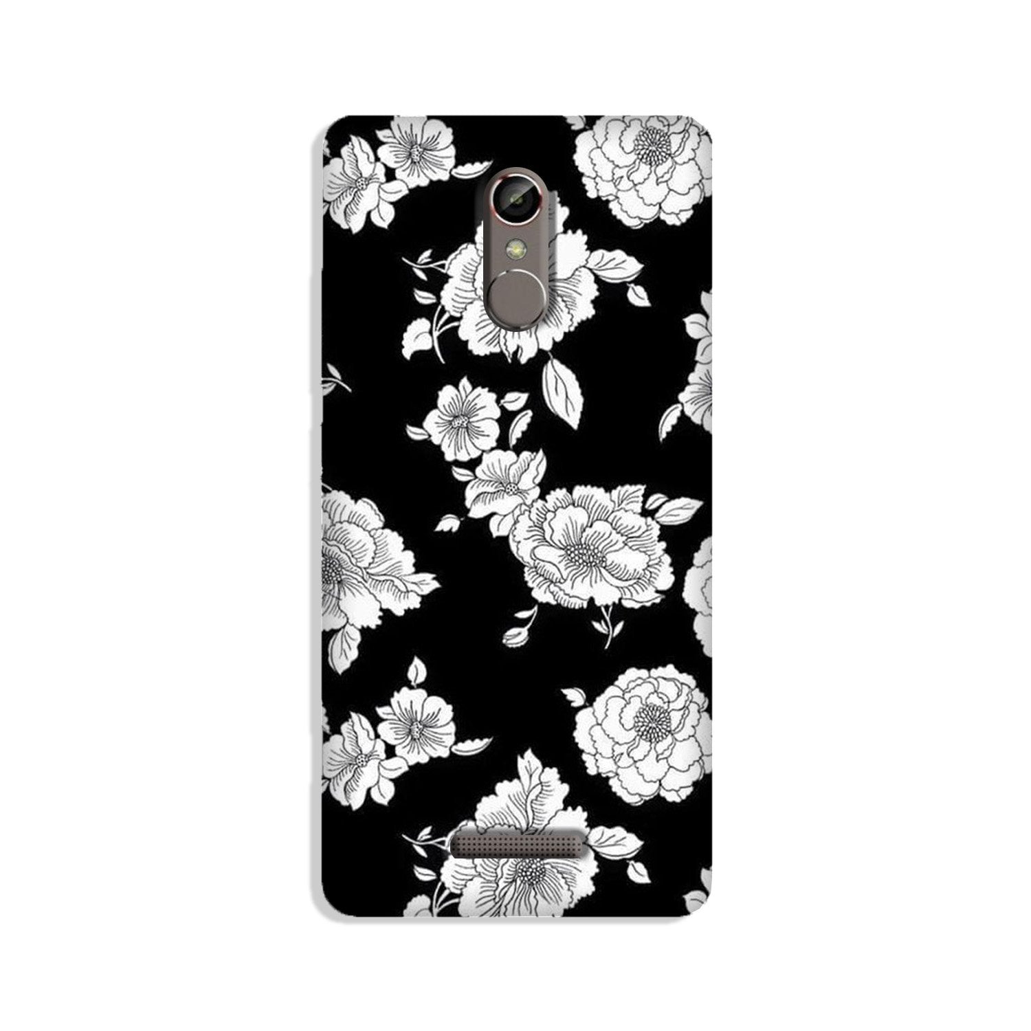 White flowers Black Background Case for Gionee S6s