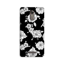 White flowers Black Background Mobile Back Case for Gionee S6s (Design - 9)
