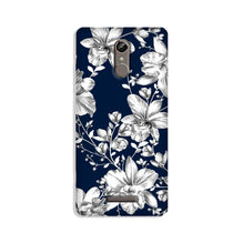White flowers Blue Background Mobile Back Case for Gionee S6s (Design - 14)