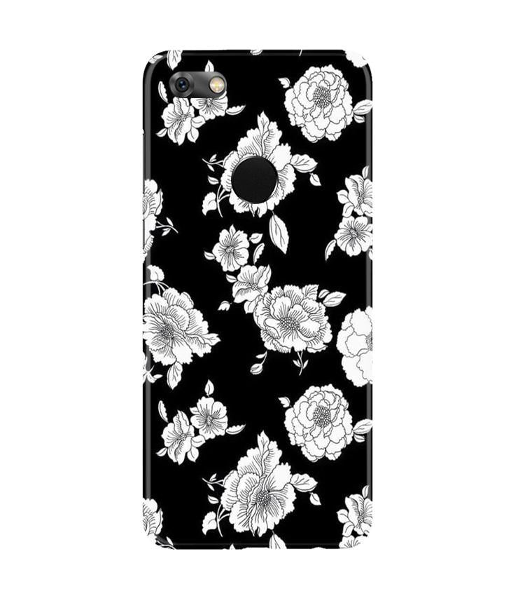 White flowers Black Background Case for Gionee M7 / M7 Power