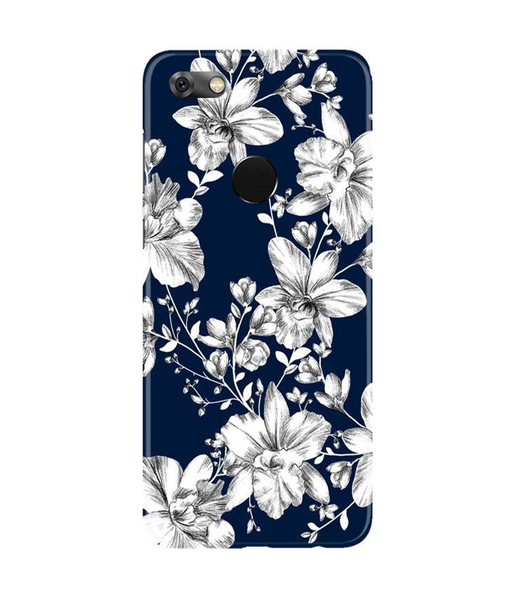 White flowers Blue Background Case for Gionee M7 / M7 Power