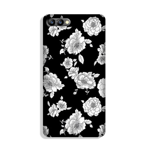 White flowers Black Background Case for Honor 10
