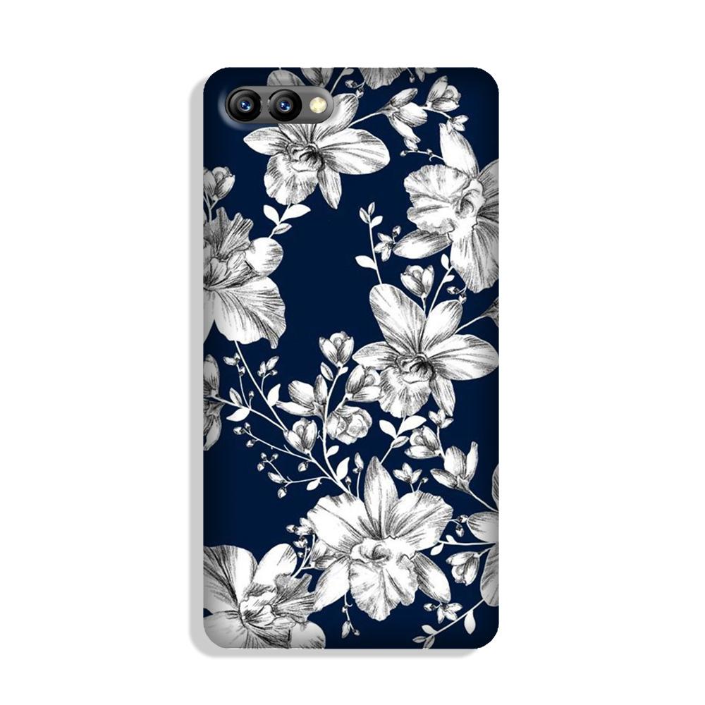 White flowers Blue Background Case for Honor 10