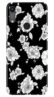 White flowers Black Background Mobile Back Case for Honor 8A (Design - 9)