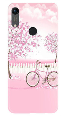 Pink Flowers Cycle Mobile Back Case for Honor 8A  (Design - 102)
