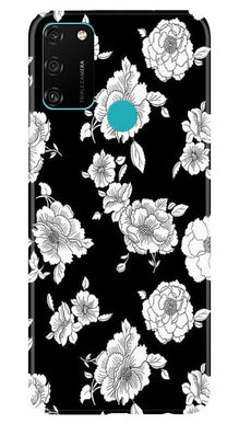 White flowers Black Background Mobile Back Case for Honor 9A (Design - 9)