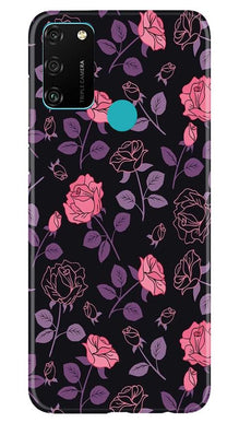 Rose Black Background Mobile Back Case for Honor 9A (Design - 27)