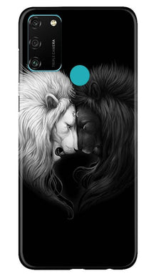 Dark White Lion Mobile Back Case for Honor 9A  (Design - 140)