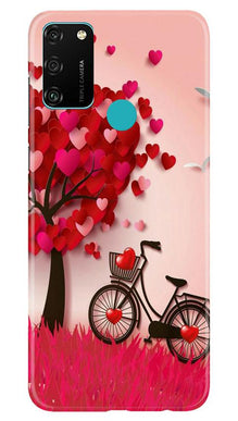 Red Heart Cycle Mobile Back Case for Honor 9A (Design - 222)