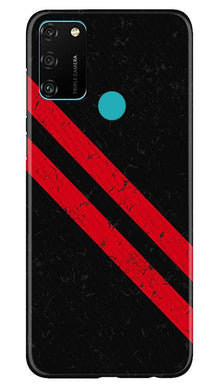 Black Red Pattern Mobile Back Case for Honor 9A (Design - 373)