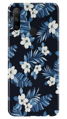 White flowers Blue Background2 Mobile Back Case for Honor 9x (Design - 15)