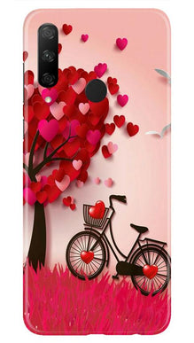 Red Heart Cycle Mobile Back Case for Honor 9x (Design - 222)