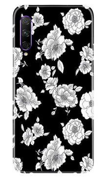White flowers Black Background Mobile Back Case for Honor 9x Pro (Design - 9)