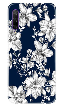 White flowers Blue Background Mobile Back Case for Honor 9x Pro (Design - 14)