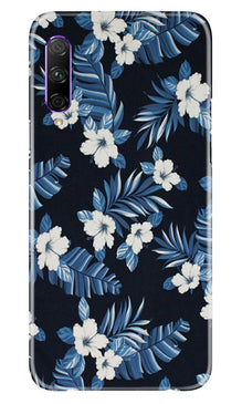 White flowers Blue Background2 Mobile Back Case for Huawei Y9s (Design - 15)