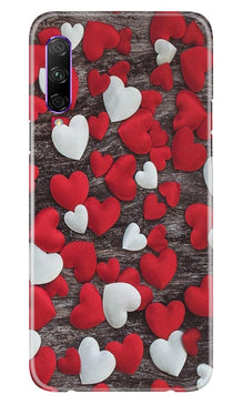 Red White Hearts Mobile Back Case for Honor 9x Pro  (Design - 105)