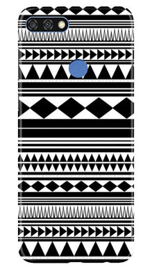 Black white Pattern Mobile Back Case for Huawei 7C (Design - 5)