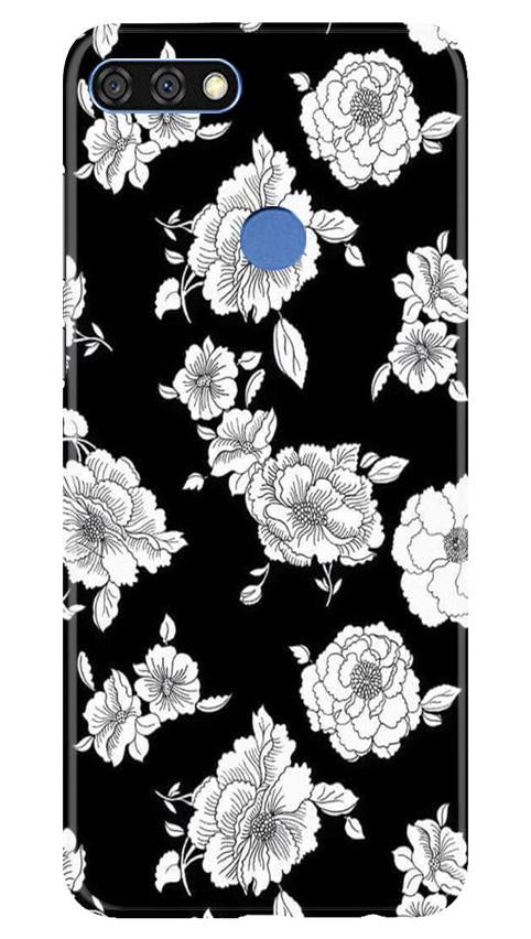 White flowers Black Background Case for Huawei 7C