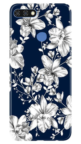 White flowers Blue Background Case for Huawei 7C