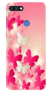 White Pick Butterflies Mobile Back Case for Huawei 7C (Design - 28)