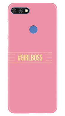 Girl Boss Pink Mobile Back Case for Huawei 7C (Design - 263)