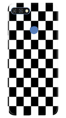 Black White Boxes Mobile Back Case for Huawei 7C (Design - 372)