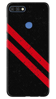 Black Red Pattern Mobile Back Case for Huawei 7C (Design - 373)