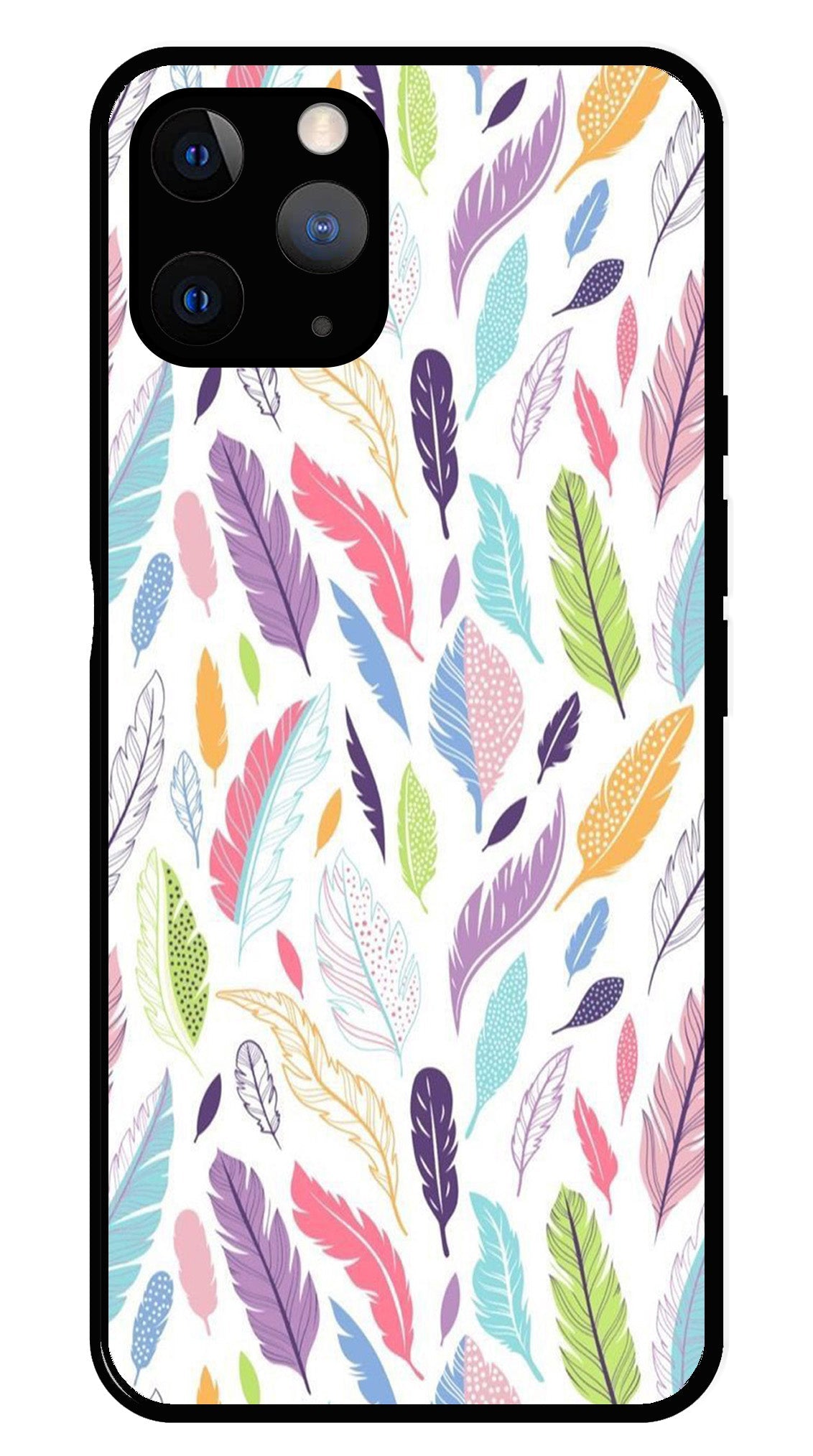 Colorful Feathers Metal Mobile Case for iPhone 11 Pro