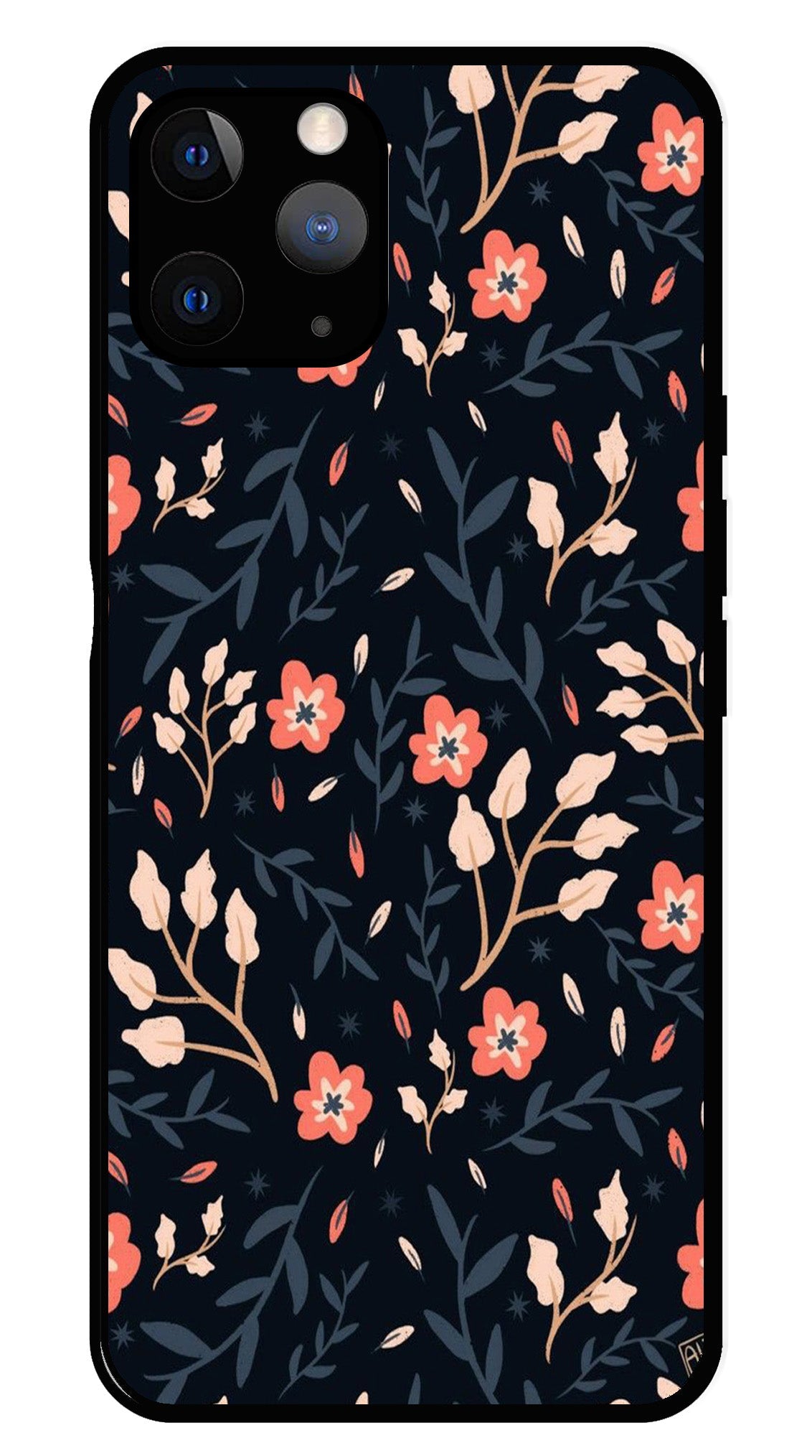 Floral Pattern Metal Mobile Case for iPhone 11 Pro