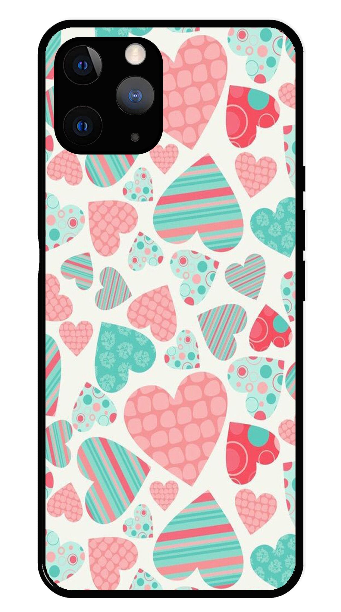 Hearts Pattern Metal Mobile Case for iPhone 11 Pro