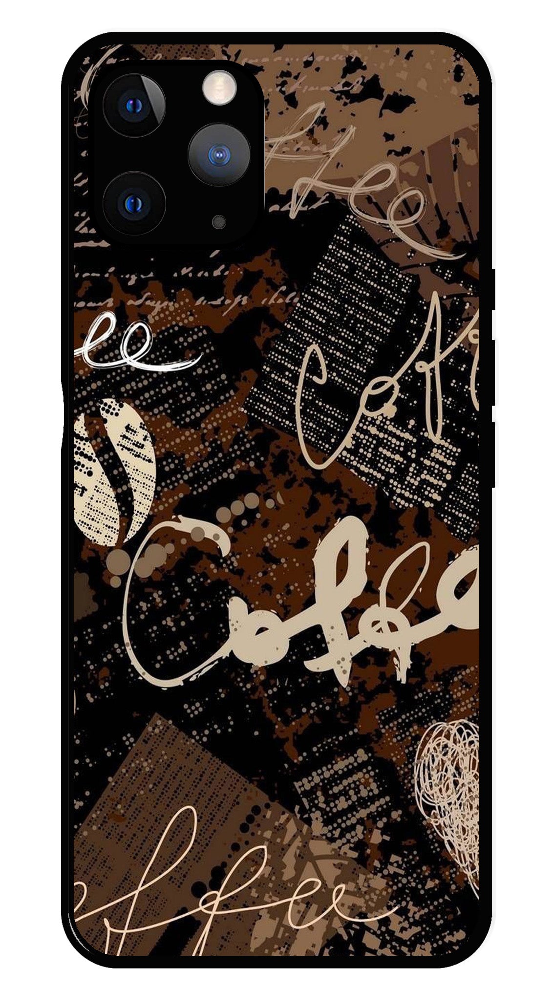 Coffee Pattern Metal Mobile Case for iPhone 11 Pro Max