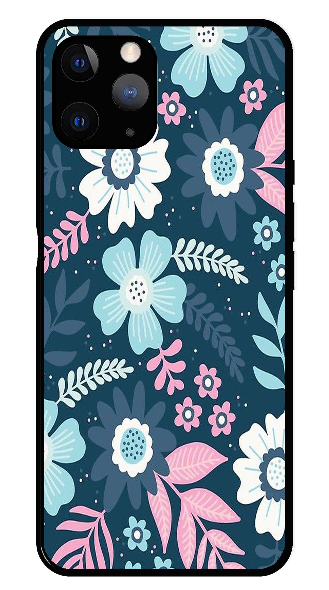 Flower Leaves Design Metal Mobile Case for iPhone 11 Pro Max