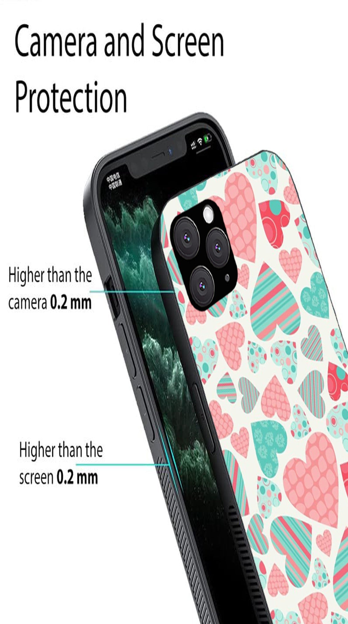 Hearts Pattern Metal Mobile Case for iPhone 11 Pro