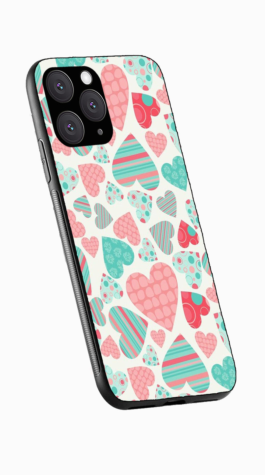 Hearts Pattern Metal Mobile Case for iPhone 11 Pro  (Design No -22)