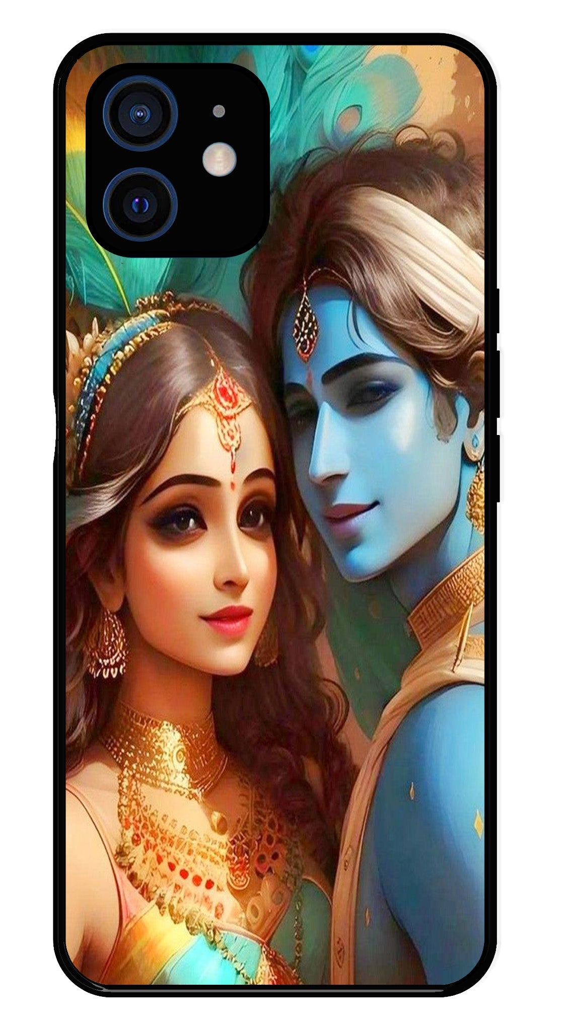 Lord Radha Krishna Metal Mobile Case for iPhone 12 Mini