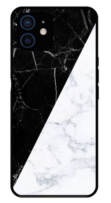 Black White Marble Design Metal Mobile Case for iPhone 12 Mini