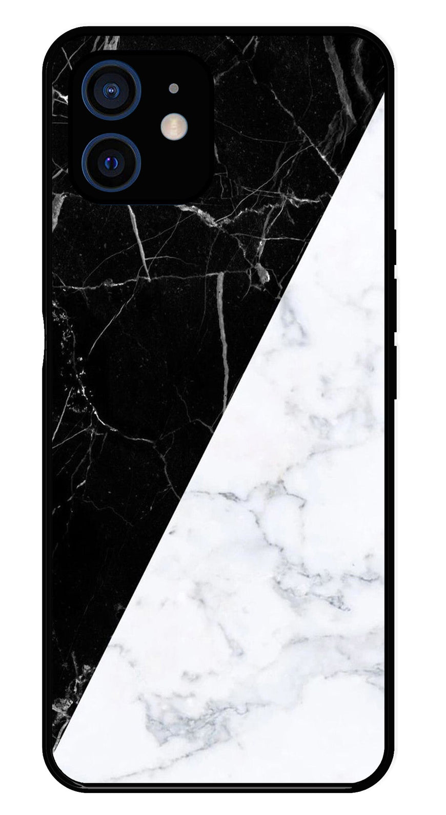 Black White Marble Design Metal Mobile Case for iPhone 12 Mini