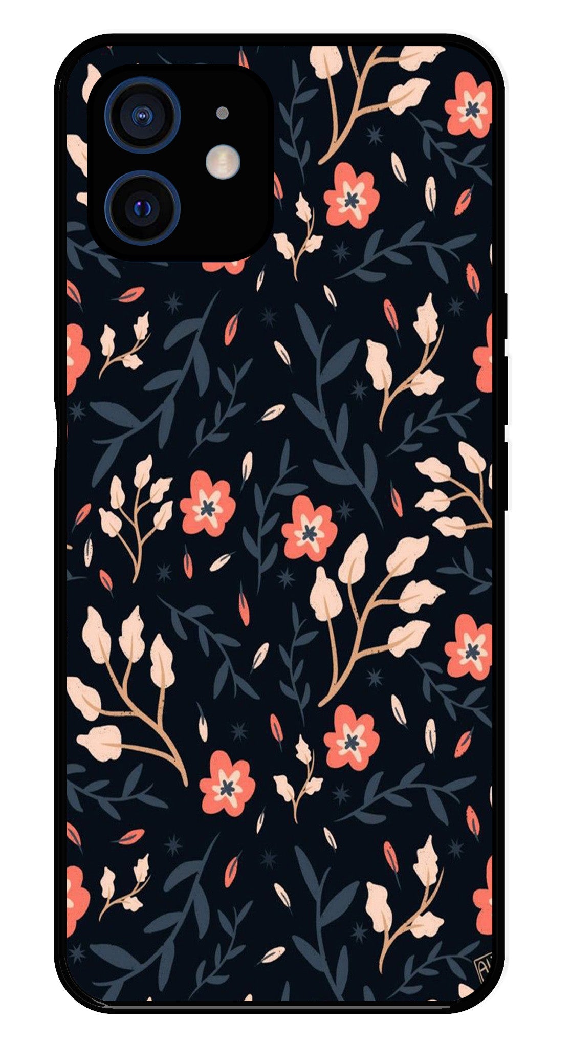 Floral Pattern Metal Mobile Case for iPhone 12 Mini