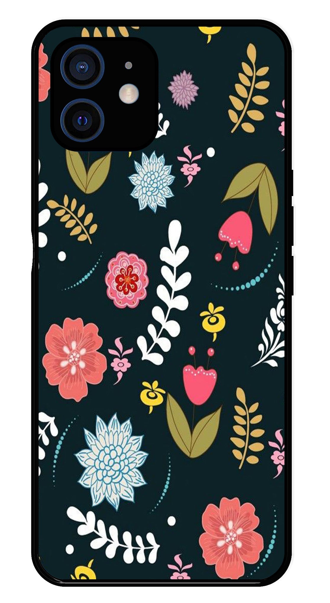 Floral Pattern2 Metal Mobile Case for iPhone 12 Mini