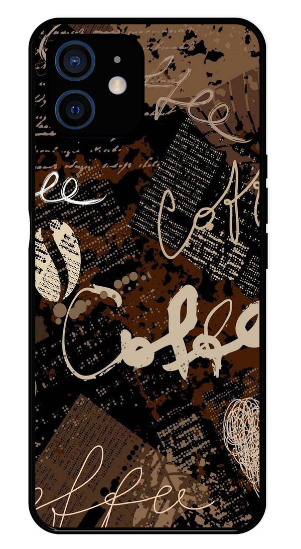 Coffee Pattern Metal Mobile Case for iPhone 12