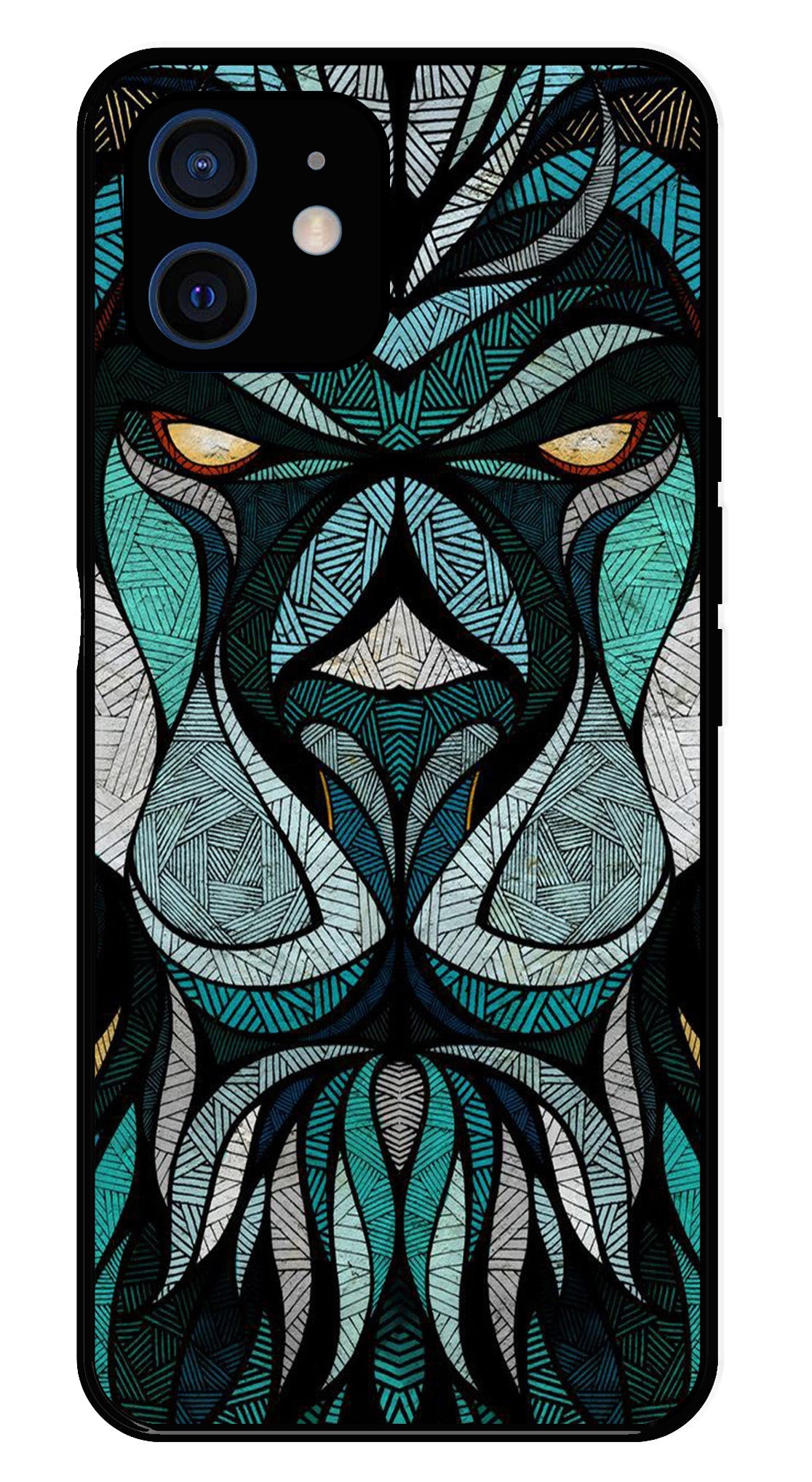 Lion Pattern Metal Mobile Case for iPhone 11