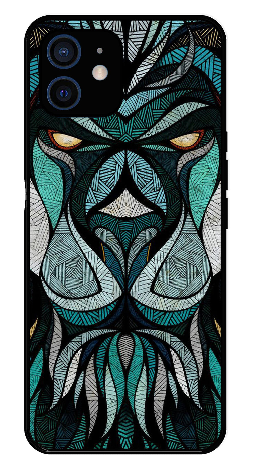 Lion Pattern Metal Mobile Case for iPhone 12