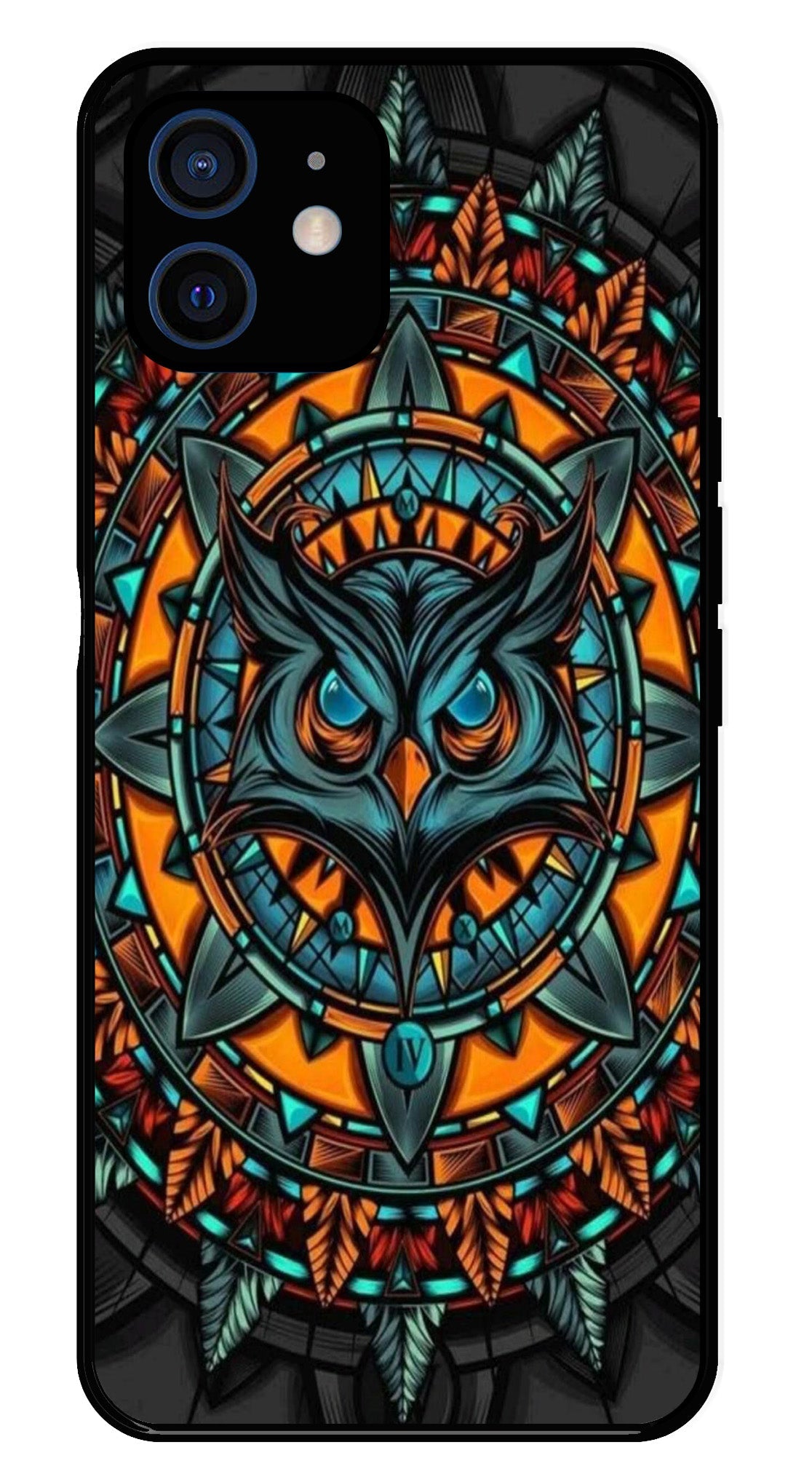 Owl Pattern Metal Mobile Case for iPhone 12 Mini