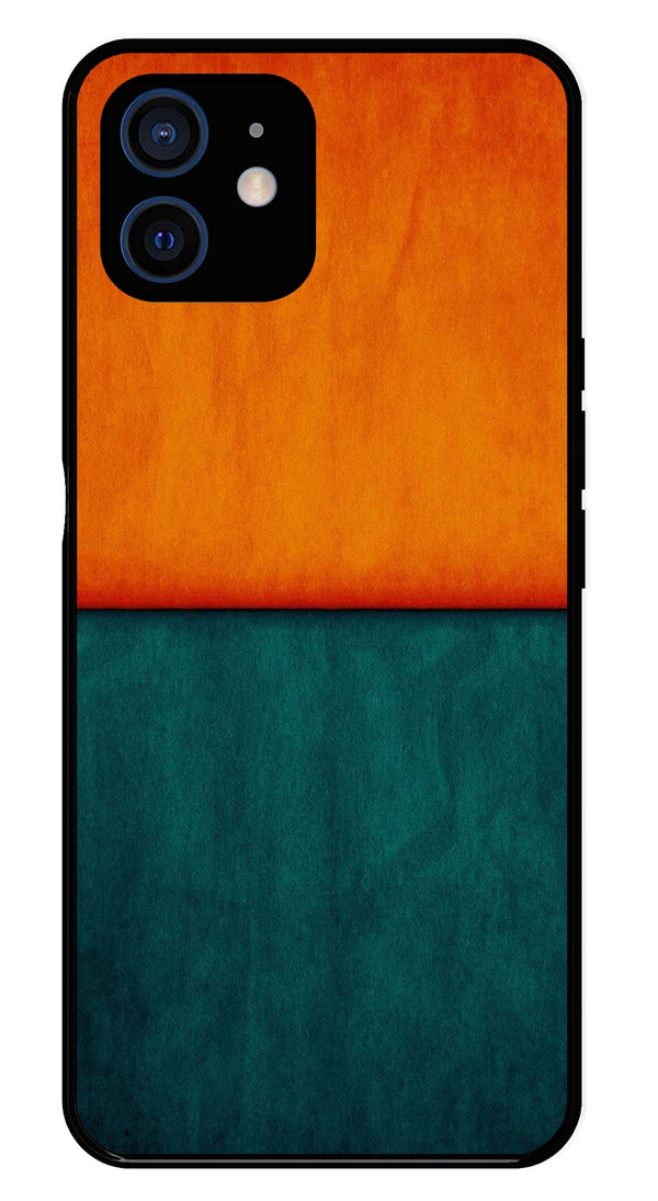 Orange Green Pattern Metal Mobile Case for iPhone 12 Mini