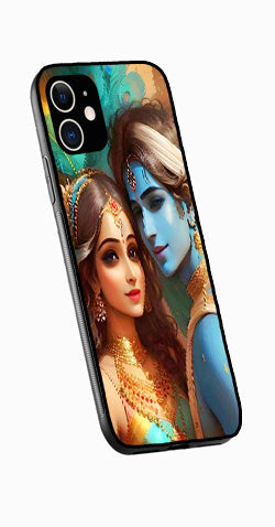 Lord Radha Krishna Metal Mobile Case for iPhone 12 Mini  (Design No -01)