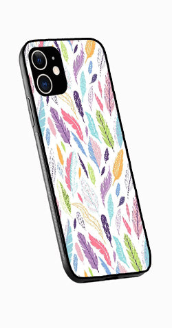 Colorful Feathers Metal Mobile Case for iPhone 11  (Design No -06)