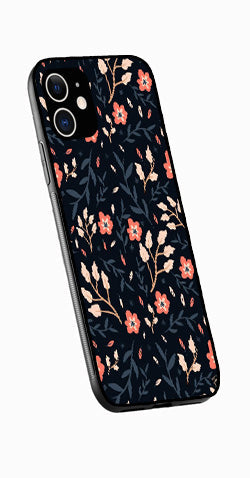 Floral Pattern Metal Mobile Case for iPhone 12 Mini  (Design No -10)